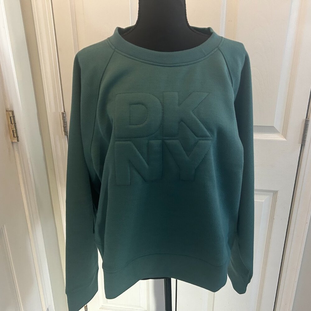 DKNY Sport Women's Logo Crew Neck Sweatshirt Dark Green XL